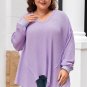 Orchid Petal Plus Size Waffle Knit Exposed Seam Flowy Top
