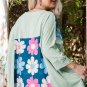 Green Plus Size Flower Patchwork High Low Top