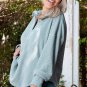 Beau Blue Textured Turn-down V Neck Drop Shoulder Plus Size Top