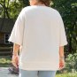Beige Pearl Decor Crew Neck Half Sleeve Plus Size T Shirt