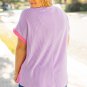 Rose Red Leopard Colorblock Patchwork Corded Knit Plus Size T Shirt