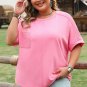 Bonbon Corded Patchwork Pocketed Plus Size T Shirt