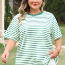 Green Stripe Plus Size St Patricks Day Round Neck T Shirt