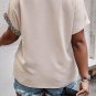 Oatmeal Contrast Geometric Print Patchwork Short Sleeve Plus Size Top
