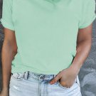 Iceland Blue Round Neck Rolled Sleeve Plus Size T Shirt