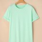 Iceland Blue Round Neck Rolled Sleeve Plus Size T Shirt