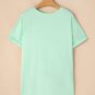 Iceland Blue Round Neck Rolled Sleeve Plus Size T Shirt