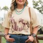 Parchment  Western Burro Cactus Crew Neck Graphic Tee