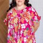 Rose Plus Size Floral Print Ruffle Short Sleeve Blouse