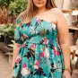 Green Plus Size Smocked Bodice Single Puff Short Sleeve Babydoll Blouse