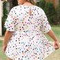 Beige Polka Dot Print Short Sleeve Ruffled Plus Size Babydoll Blouse