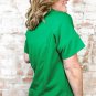 Bright Green Short Sleeve Turn-Down Collar Plus Size Blouse