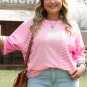 Pink Stripe Patchwork Colorblock Plus Size T Shirt