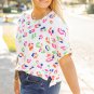 White Multicolor Leopard Print Textured Plus Size T Shirt