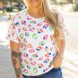 White Multicolor Leopard Print Textured Plus Size T Shirt