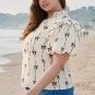 Apricot Bow Ruffled Bubble Sleeve Lace Up Notched Neck Plus Size Blouse