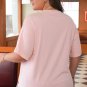 Light Pink Eyelet Lace Star Applique Plus Size T Shirt