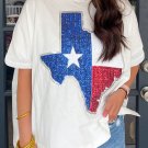 White Sequined Texas Graphic Plus Size T Shirt