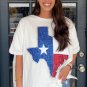 White Sequined Texas Graphic Plus Size T Shirt