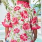 Rose Plus Size Floral Print Frilled Stripes Detail Short Sleeve Blouse
