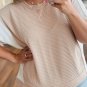 Parchment Twist Rib Colorblock Hi Low Plus Size Short Sleeve Top