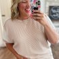 Parchment Twist Rib Colorblock Hi Low Plus Size Short Sleeve Top