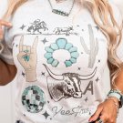 Light Grey Yee Haw Western Fashion Print Plus Size Tee
