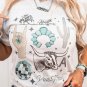 Light Grey Yee Haw Western Fashion Print Plus Size Tee