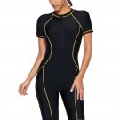 Yellow Seam Contoured Zip Front Wetsuit
