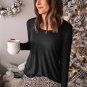 Long Sleeve Top and Leopard Print Pants Lounge Set
