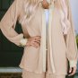 Apricot Pleated Long Sleeve Shirt and Shorts Lounge Set