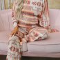Multicolour Aztec Print Puff Sleeve Pullover and Pants Lounge Outfit
