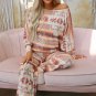 Multicolour Aztec Print Puff Sleeve Pullover and Pants Lounge Outfit