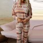 Multicolour Aztec Print Puff Sleeve Pullover and Pants Lounge Outfit