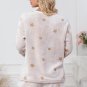 White Plush Star Pattern Long Sleeve Pullover and Shorts Lounge Set