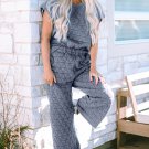 Real Teal Quilted Short Sleeve Wide Leg Pants Set