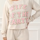 Apricot Letter Print Long Sleeve Top and Shorts Lounge Outfit