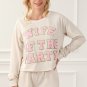 Apricot Letter Print Long Sleeve Top and Shorts Lounge Outfit
