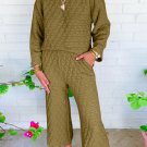 Sage Green Solid Quilted Pullover and Pants Outfit