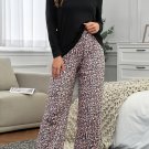 Long Sleeve Top and Leopard Print Pants Lounge Set