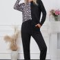 Black Contrast Leopard Long Sleeve Pullover and Joggers Outfit