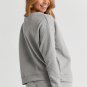 Gray Textured Long Sleeve Top and Drawstring Shorts Set