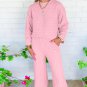 Pink Solid Quilted Pullover and Pants Outfit