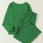Dark Green Ultra Loose Textured 2pcs Slouchy Outfit
