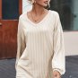 Beige Corded V Neck Slouchy Top Pocketed Shorts Set