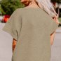 Pale Khaki Textured Loose Fit T Shirt and Drawstring Pants Set