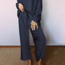 Navy Blue Ultra Loose Textured 2pcs Slouchy Outfit