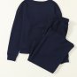 Navy Blue Ultra Loose Textured 2pcs Slouchy Outfit