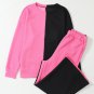 Multicolor Contrast Color Block Textured Casual 2pcs Outfit