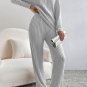 Light Grey Ribbed Knit V Neck Slouchy Two-piece Outfit